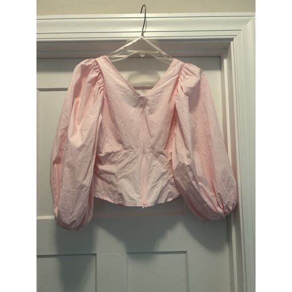 Bardot's V-neck Pleated Long Sleeve Shirt Waist Cinch Ballet Core Fairy Size 4 - Picture 4 of 5